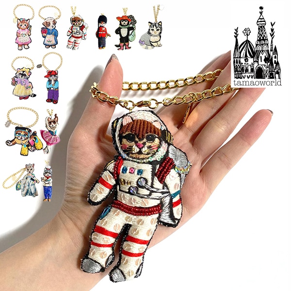 tamao world タマオワールド バッグチャーム ブローチ 刺繍チャーム