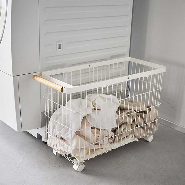 【新品未使用品】 tosca ランドリーワゴン+バスケット トスカ 山崎実業 tosca 天板付きランドリーワゴン トスカ ホワイト