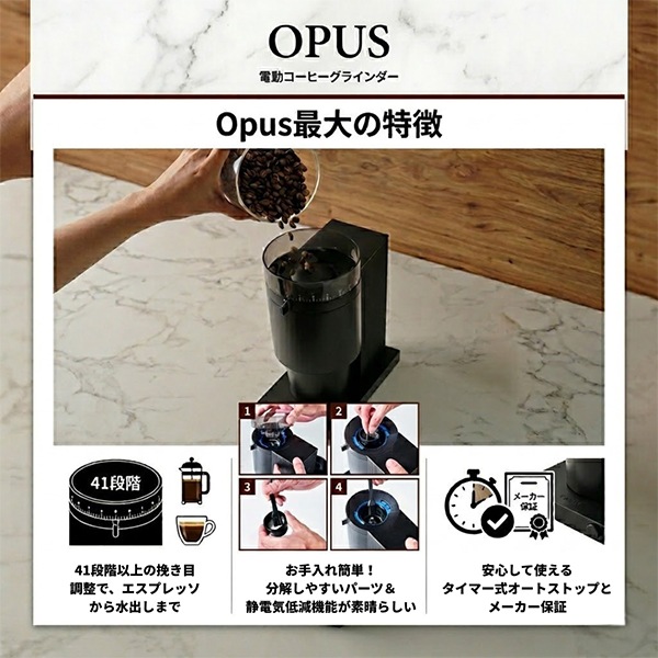 Fellow フェロー Opus Conical Burr Grinder 電動グラインダー