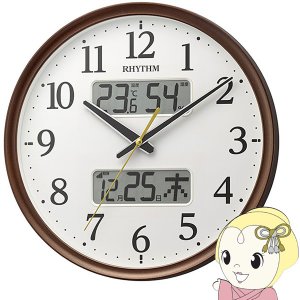 掛け時計 電波時計 静音 リズム時計 アナログ 温度 湿度 カレンダー