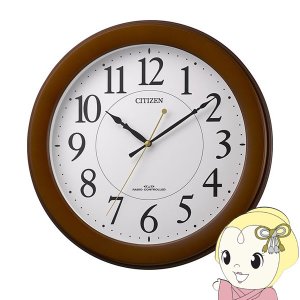 シチズン 掛け時計 電波 アナログ 連続秒針 木 茶 半艶仕上