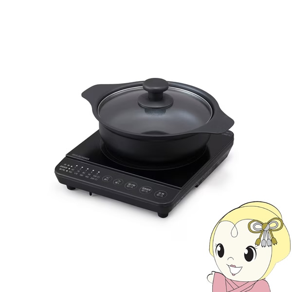 IHコンロ鍋セット 1000W アイリスオーヤマ IRIS OHYAMA ブラック IHKP