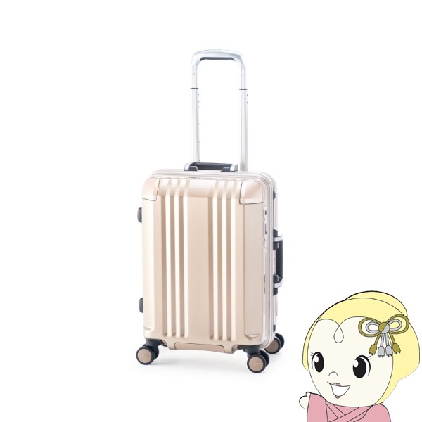 スーツケース フレームタイプ 機内持込 35L シャンパンゴールド 前輪