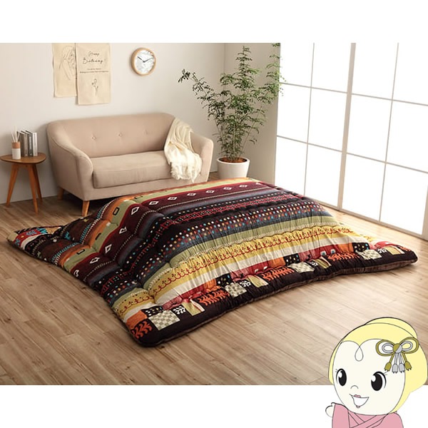 こたつ布団 正方形 イケヒコ 単品 ギャッベ柄 レッド IKE-6032509