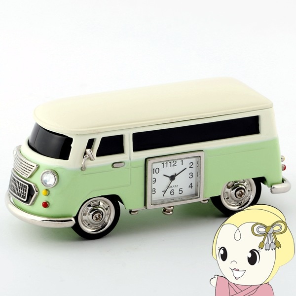 在庫限り 置時計 ミニチュアクロックコレクション バス グリーン