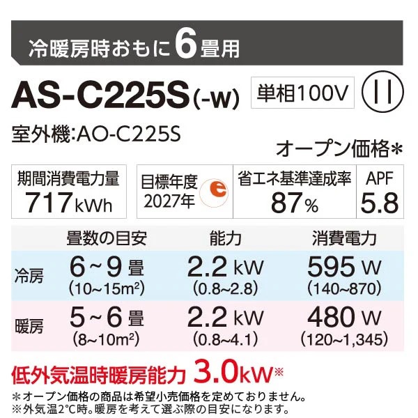 楽天市場】エアコン 6畳 工事費込（メーカー富士通ゼネラル・冷房能力 