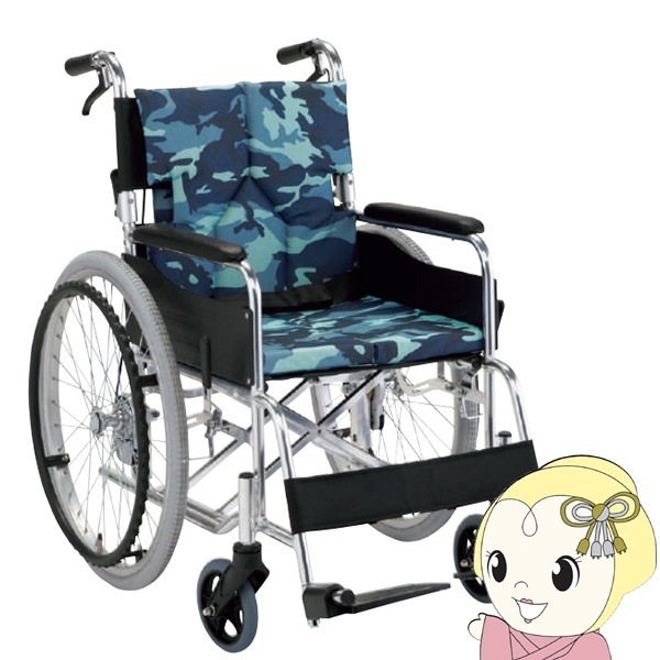 折りたたみ車椅子 背折れタイプ ブルー（車いす カラーズ KC-1