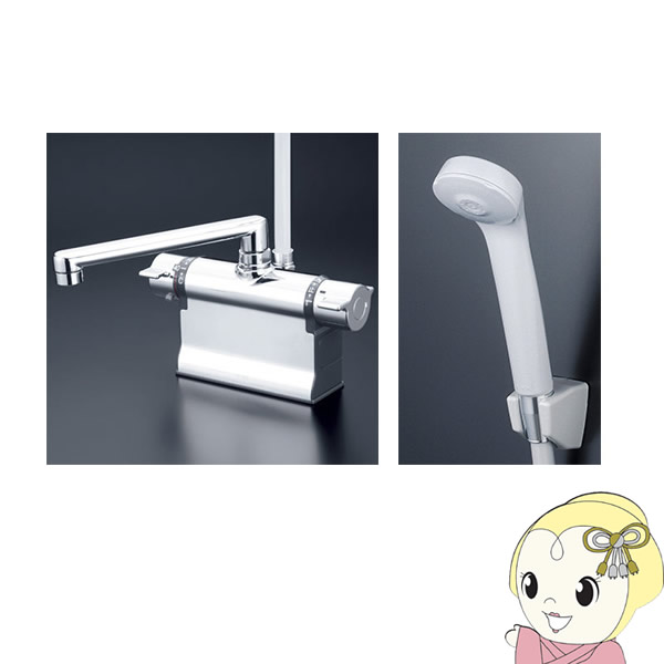 KVK デッキ形サーモスタット式シャワー混合水栓 KF3011T KVK KF3011T 撥水仕様フルメタル series デッキ形