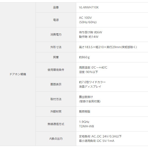 取り寄せ：入荷目安3～5営業日】テレビドアホン Panasonic
