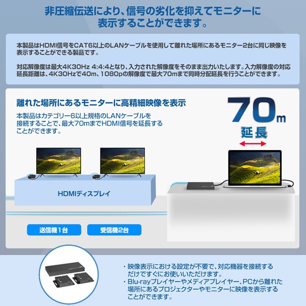 TEC �ƥå� 4K30Hz�б� HDMI ��Ĺ 2ʬ�۴� TEHDSPEX70������̵��(�̳�ƻ�����졦Υ�����)��