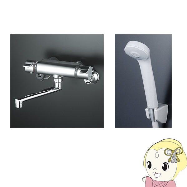 KVK サーモスタット式シャワー（撥水）170mmパイプ付 KF800THS