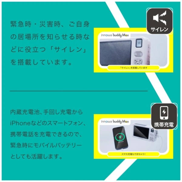 �ݡ����֥�饸�� �����顼���š��ɺҵ�ǽ�դ� ��󥻥�  AM  �磻��FM�ݡ����֥�ǥ�����饸�� buddy Max BM001 INNOWA������̵��(�̳�ƻ�����졦Υ�����)��