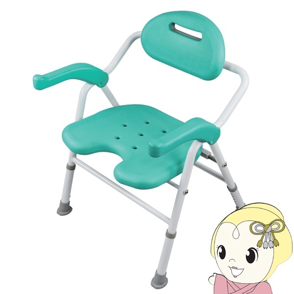 折りたたみシャワーチェア U型座面 BF-01EU-GR グリーン 美和商事 お