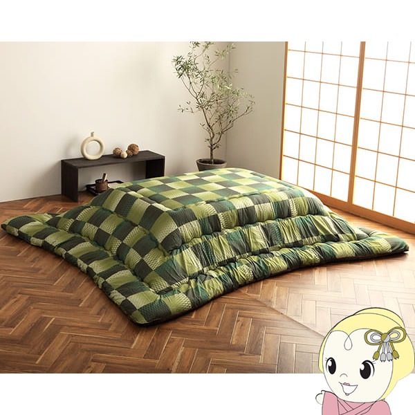 こたつ布団 正方形 イケヒコ 単品 和柄 市松模様 グリーン  IKE-6032809 こたつ布団 正方形 イケヒコ 単品 和柄 市松模様 グリーン IKE-6032809