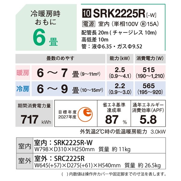 取り寄せ：入荷目安3～5営業日】エアコン 標準工事費込 6畳 三菱重工 