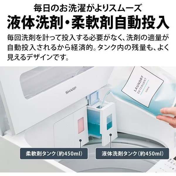 取り寄せ：入荷目安3～5営業日】全自動洗濯機 シャープ SHARP 洗濯8kg