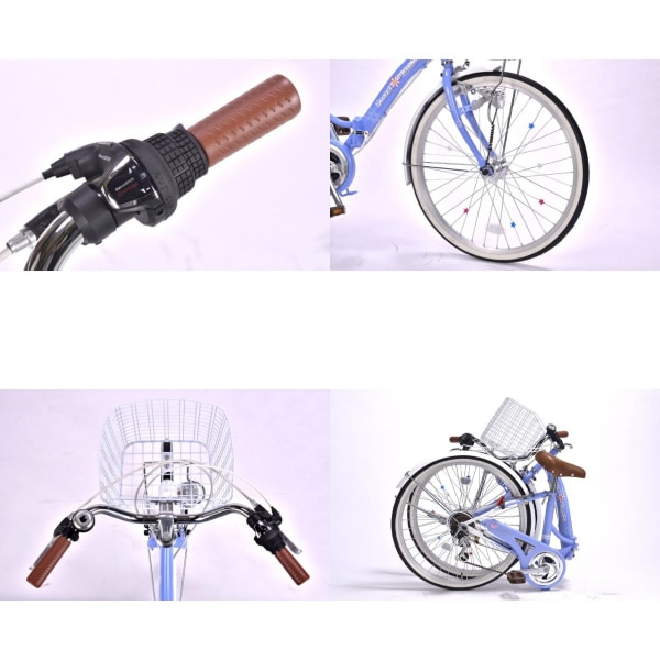 子供用自転車 24インチ 小学生用 カゴ/鍵/ライト付き/ラベンダー a.n.design-works 自転車 子供用 24インチ 折りたたみ 女の子