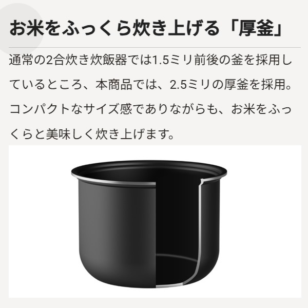 YAMAZEN キューブ型マイコン炊飯器 2合炊き ブラック NEJS-025CM-B