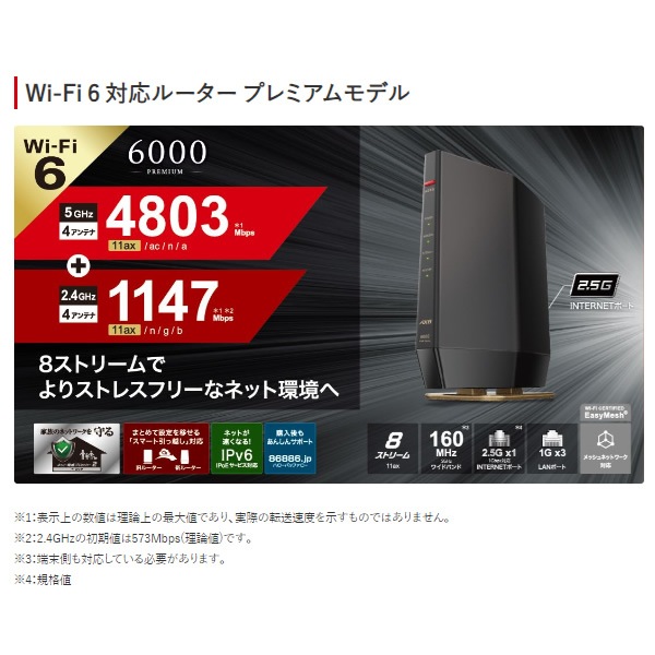 BUFFALO Wi-Fi6(11ax)対応Wi-Fiルーター バッファロー Wi-Fi 6（11ax）対応Wi-Fiルーター 1201+300Mbps