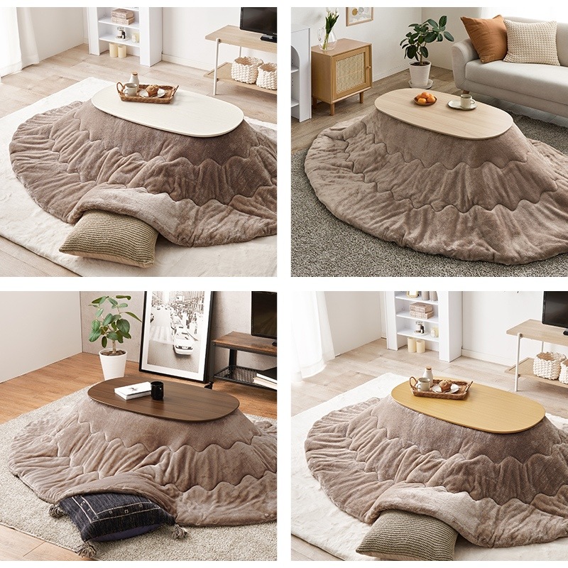こたつテーブルセット 2点セット こたつ 楕円形 90×50cm こたつ布団 こたつテーブル 折りたたみ カルミナ メレンゲ ナチュラル/グレー こたつテーブルセット 2点セット こたつ 楕円形 90×50cm こたつ布団