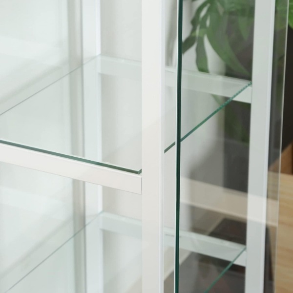 両扉ガラスケース4段 ホワイト 楽天市場】【生活グッズラボ】ガラスケース 4段両扉タイプ(鍵付き) 幅