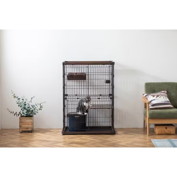 アイリスオーヤマ　キャットケージ 木目調 unidy-y_m296063