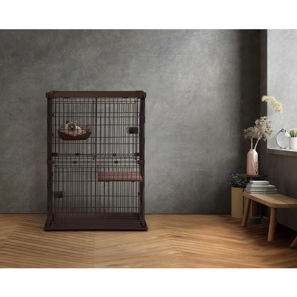 アイリスオーヤマ　キャットケージ 木目調 unidy-y_m296063