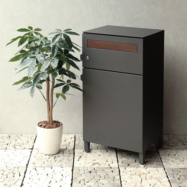 MJ PT GD スタンドポスト 郵便ポスト グレー 宅配ボックス付 ポスト