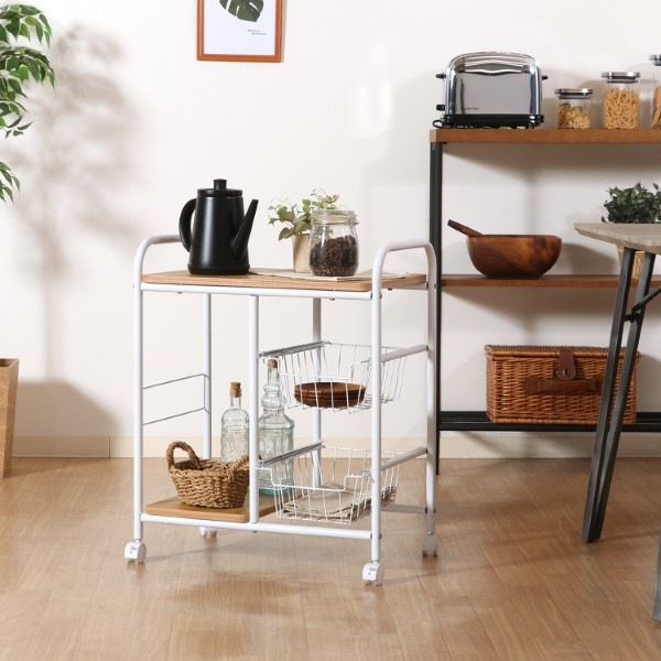 キッチンワゴン キッチンラック 幅56×奥行35.5×高さ69.5cm ホワイト
