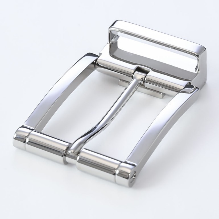 幅3.5cm用 バックルのみ クリップ式ピンバックル ブラス100% 実用新案取得モデル シルバー 裏ロゴモデル