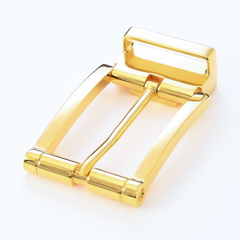 幅3cm用 バックルのみ クリップ式ピンバックル ブラス100% 実用新案取得モデル ゴールド 裏ロゴモデル