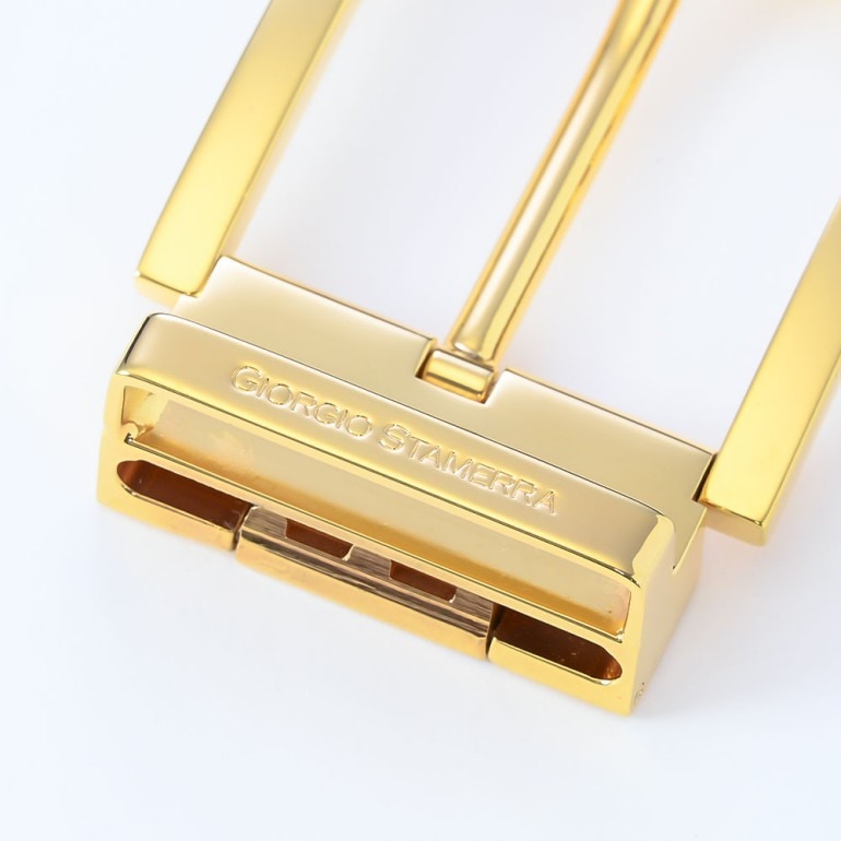 幅3.5cm用 バックルのみ クリップ式ピンバックル ブラス100% 実用新案取得モデル ゴールド