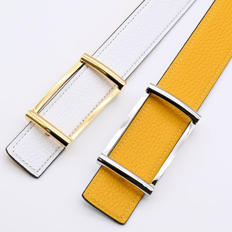 幅3cm ウエスト約65cm～100cmまで ストリンガ(ズボン用替えベルト) アルチェ ゴルフ用 リバーシブル ビアンコ×ジャッロ