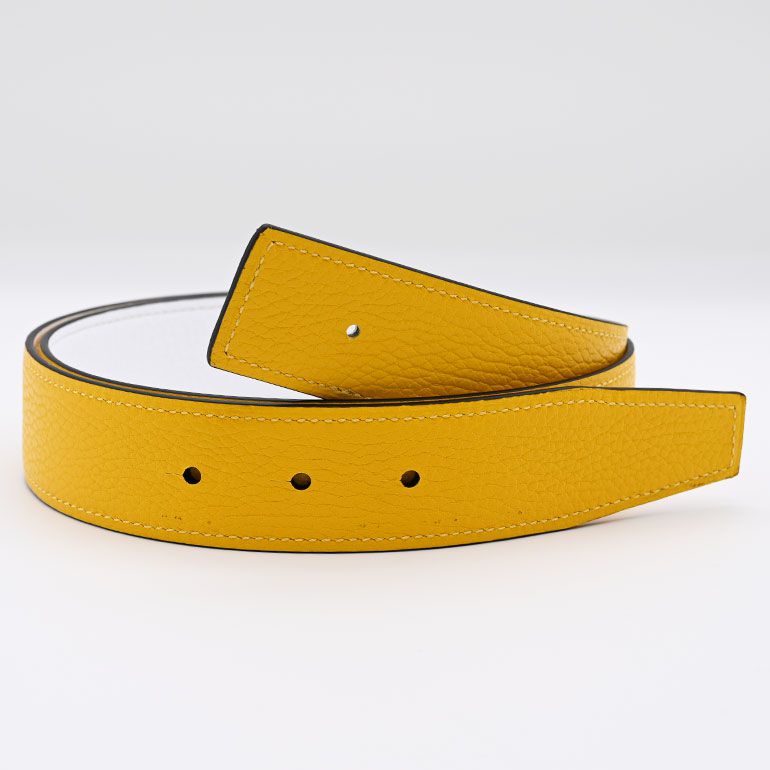 幅3.5cm ウエスト約75cm～100cmまで ストリンガ(ズボン用替えベルト) アルチェ ゴルフ用 リバーシブル ビアンコ×ジャッロ