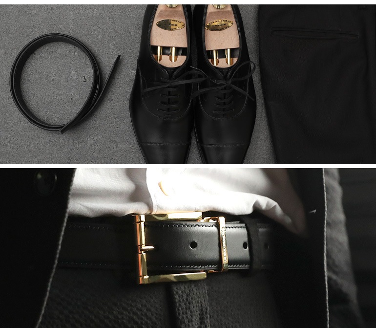 幅3cm ウエスト107cmまで ストリンガ(ズボン用替えベルト) ブッテーロレザー ネロ ワインレッド 名入れ可有料 工賃別売り