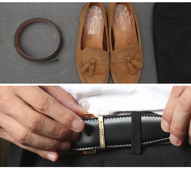 幅3cm ウエスト107cmまで ストリンガ(ズボン用替えベルト) ジョバンニヌバック フルグレインレザー 名入れ可有料 工賃別売り