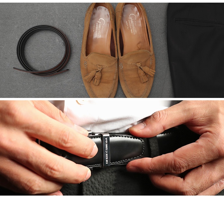 幅3cm ウエスト107cmまで ストリンガ(ズボン用替えベルト) ジョバンニ フルグレインレザー 名入れ可有料 工賃別売り