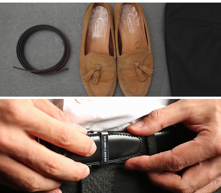 幅3cm ウエスト127cmまで ストリンガ(ズボン用替えベルト) ジョバンニ ネロ フルグレインレザー 名入れ可有料 工賃別売り