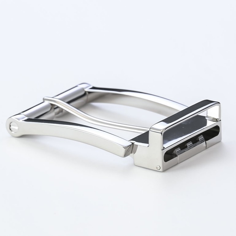 幅3.5cm用 バックルのみ クリップ式ピンバックル ブラス100% 実用新案取得モデル シルバー 裏ロゴモデル