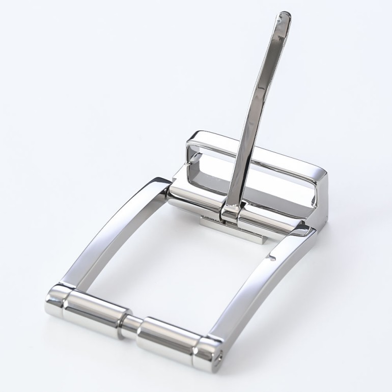 幅3.5cm用 バックルのみ クリップ式ピンバックル ブラス100% 実用新案取得モデル シルバー 裏ロゴモデル