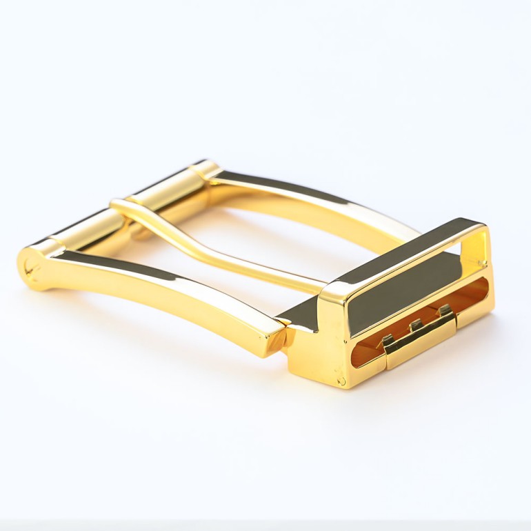幅3.5cm用 バックルのみ クリップ式ピンバックル ブラス100% 実用新案取得モデル ゴールド 裏ロゴモデル