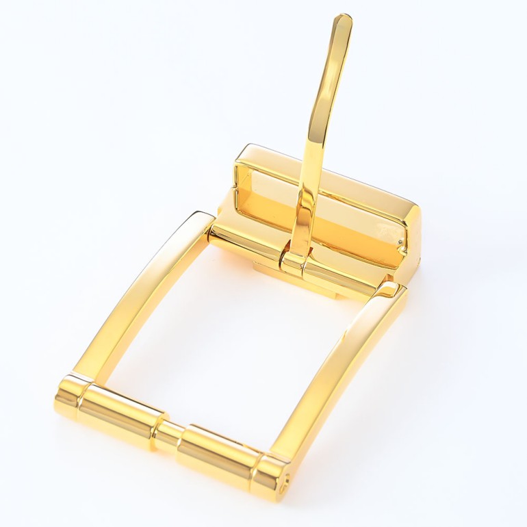 幅3.5cm用 バックルのみ クリップ式ピンバックル ブラス100% 実用新案取得モデル ゴールド 裏ロゴモデル