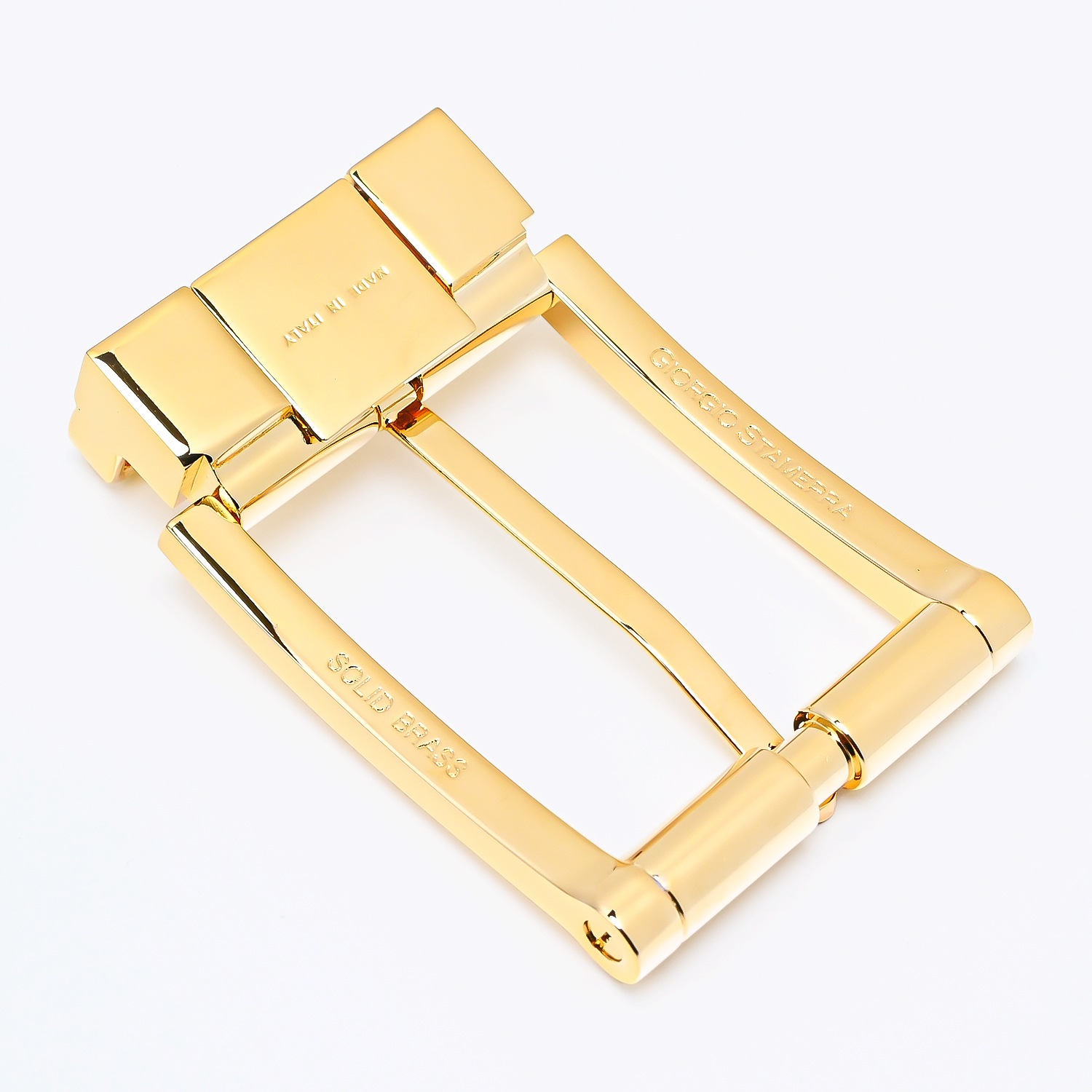 幅3.5cm用 バックルのみ クリップ式ピンバックル ブラス100% 実用新案取得モデル ゴールド 裏ロゴモデル