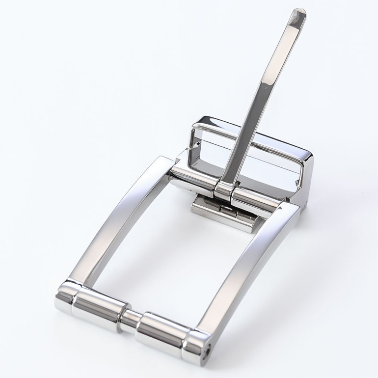 幅3cm用 バックルのみ クリップ式ピンバックル ブラス100% 実用新案取得モデル シルバー 裏ロゴモデル