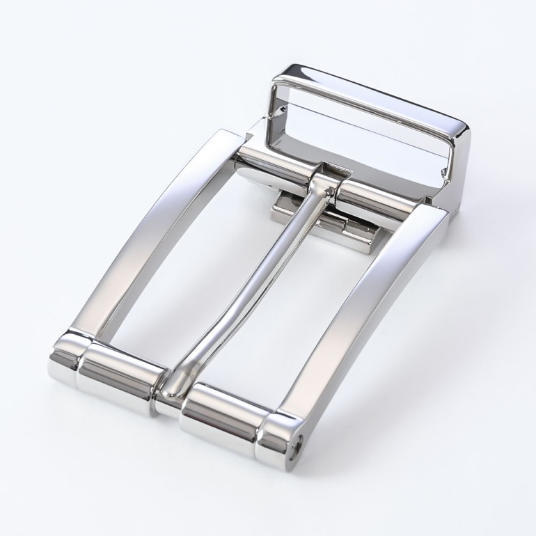 幅3cm用 バックルのみ クリップ式ピンバックル ブラス100% 実用新案取得モデル シルバー 裏ロゴモデル