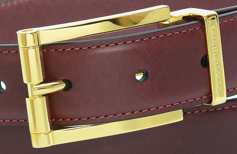 ジョルジオ スタメッラ ベルト ブッテーロ ワインレッド ゴールドバックル 幅3cm ウエスト107cmまで対応 ストリンガシステム 名入れ可有料 工賃別売り