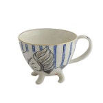 真鍋千恵子　NAO CUP（縞／青黄）九谷焼