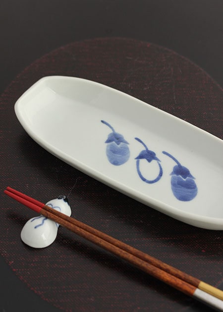 海野裕 舟形皿（ナス並び）｜九谷焼のうつわ｜和食器通販 じろや