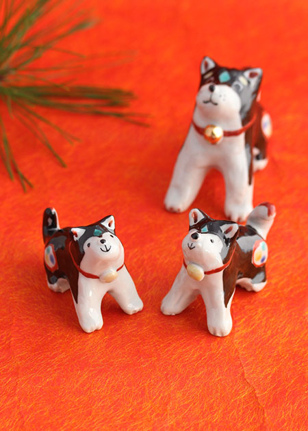 多田利子 干支／戌（黒柴／大）｜置物｜九谷焼のうつわ｜和食器通販 じろや