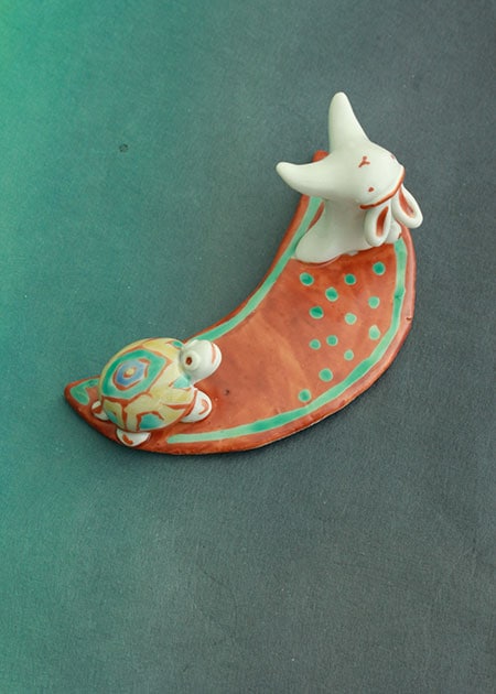 多田利子 うさぎと亀｜置物｜九谷焼のうつわ｜和食器通販 じろや